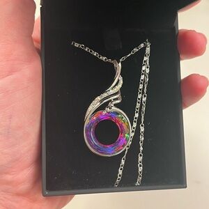 24K white gold plated Vaicano Crystal Necklace. New in Box